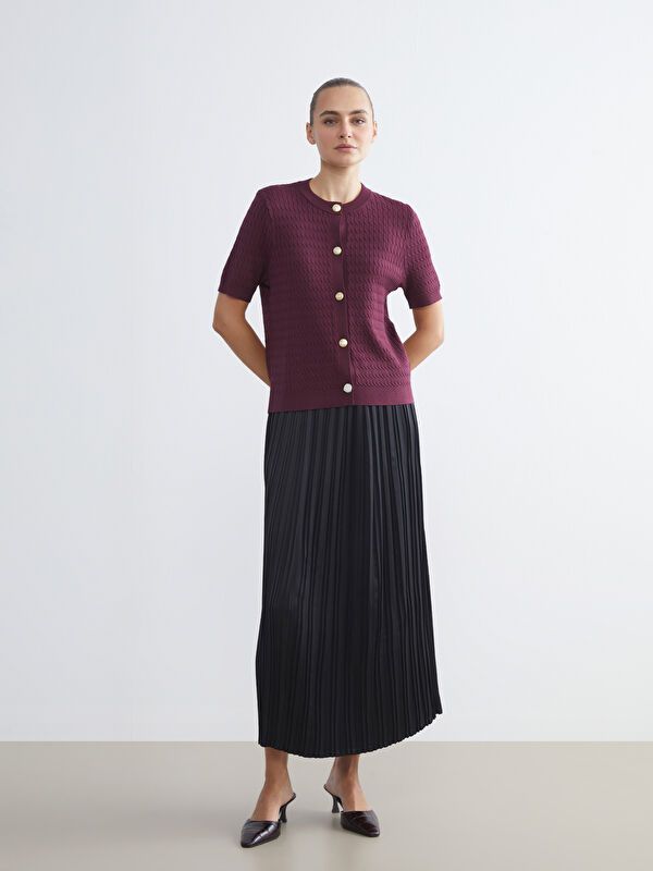 Moudda LC Waikiki - Cardigan fin en tricot Femme Bordeaux - Tunisie 2