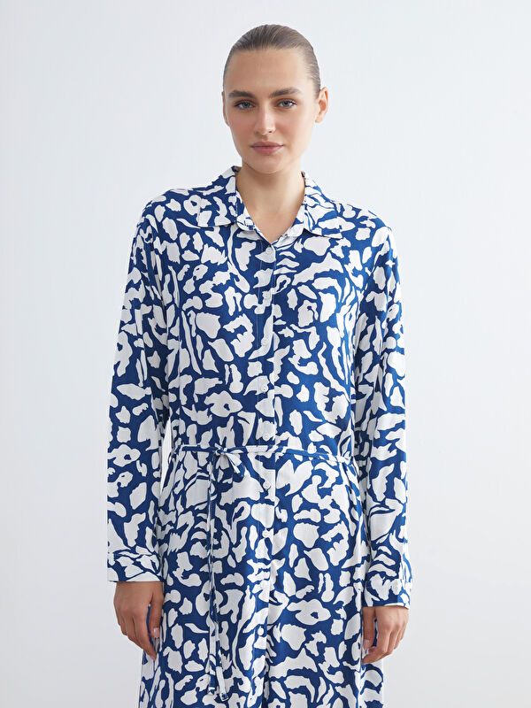 Moudda LC Waikiki - Robe tissée manches longues Femme Imprimé en blanc - Tunisie 1