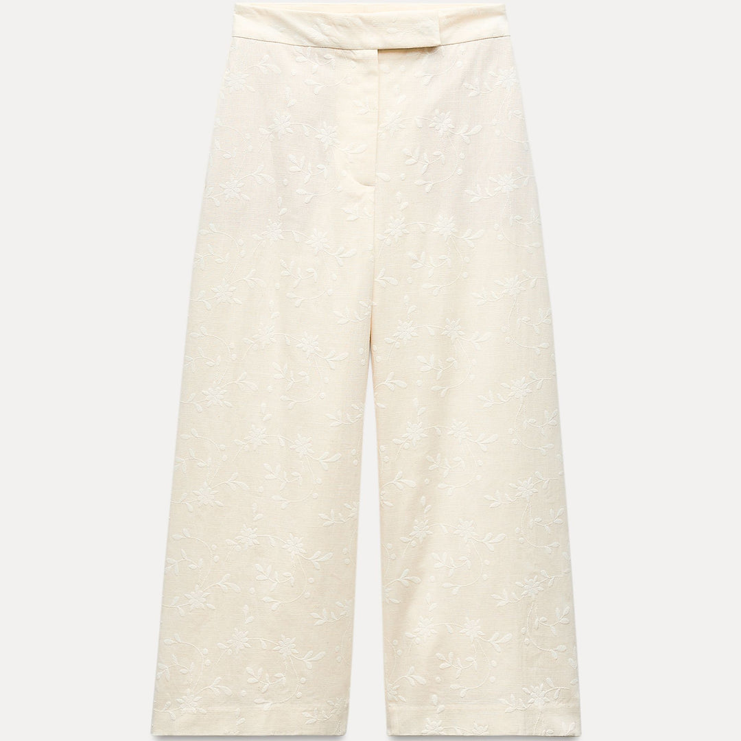 Moudda ZARA - Pantalon culotte rustique brodé fleurs - Tunisie 1