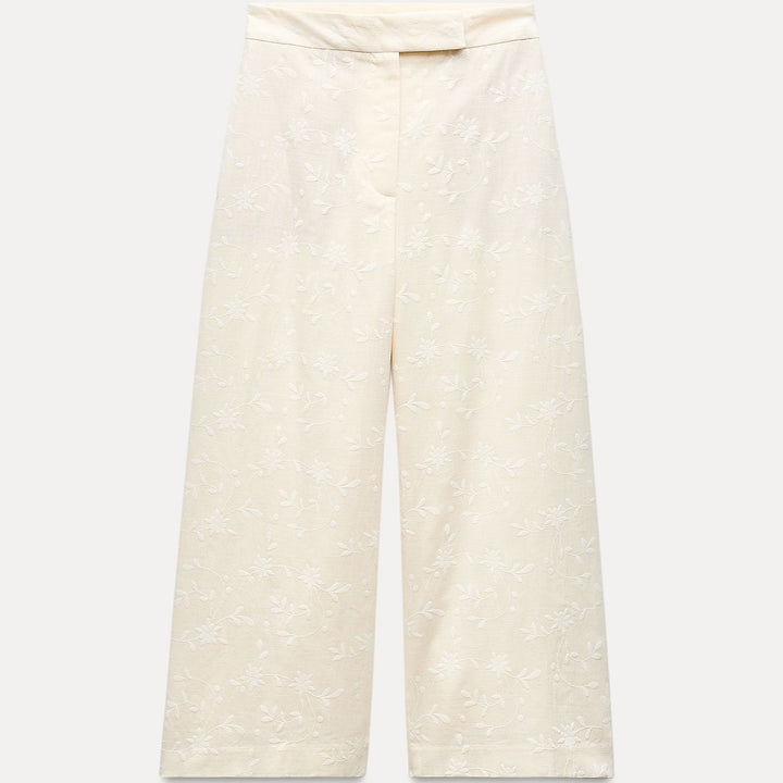 Moudda ZARA - Pantalon culotte rustique brodé fleurs - Tunisie 1