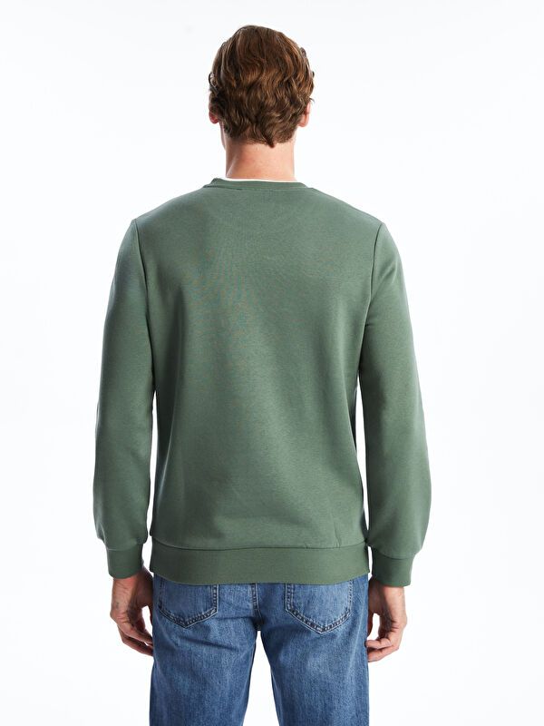 Moudda LC Waikiki - Sweatshirt jersey imprimé basique Homme Vert - Tunisie 4