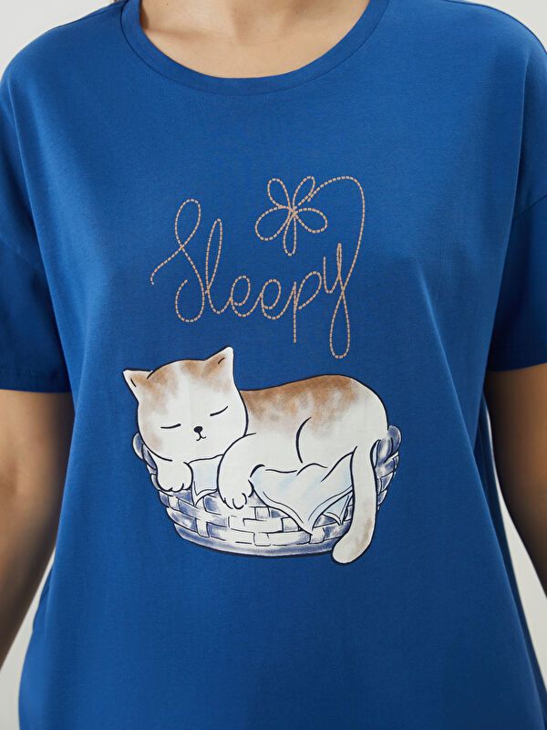 Moudda LC Waikiki - Pyjama jersey manches courtes Femme Imprimé écru - Tunisie 3