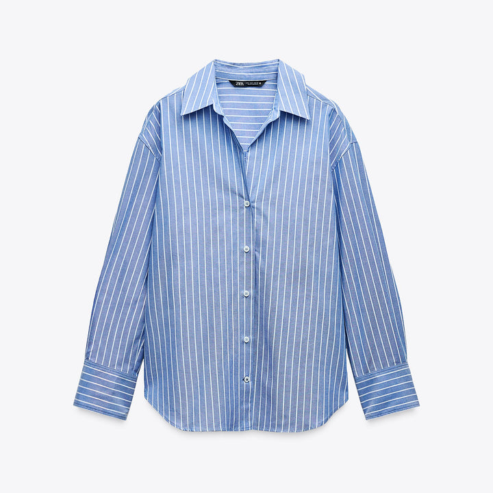 Moudda ZARA - Chemise oxford rayée fine manches longues encolure marquée - Tunisie 1