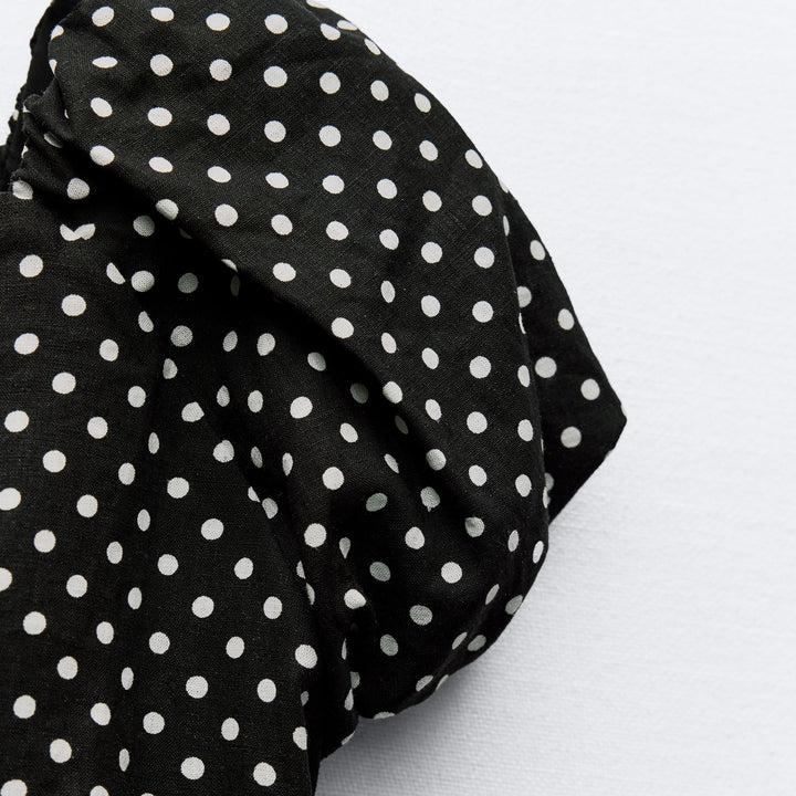 Moudda ZARA - Robe mi-longue lin/viscose col en V imprimée pois - Tunisie 3