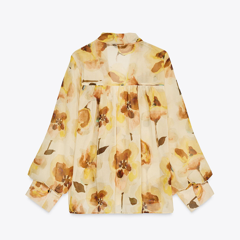 Moudda ZARA - Chemise - Imprimé Floral, Col Foulard & Applique - Tunisie 2