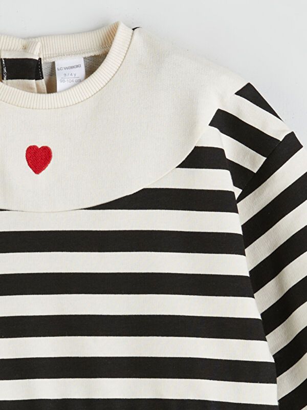 Moudda LC Waikiki - Robe en jersey manches longues Fille Rayures noires - Tunisie 2