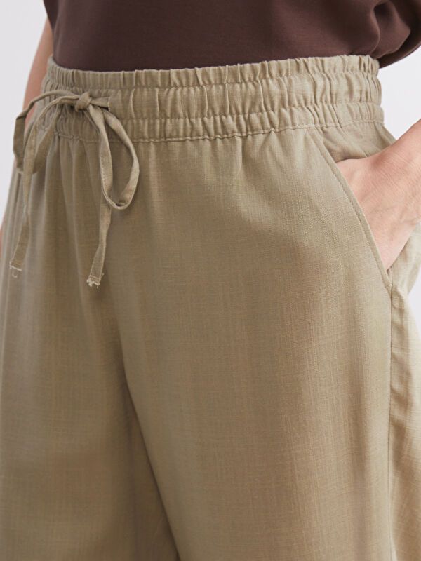 Moudda LC Waikiki - Pantalon tissé fin basique Femme Kaki clair - Tunisie 3