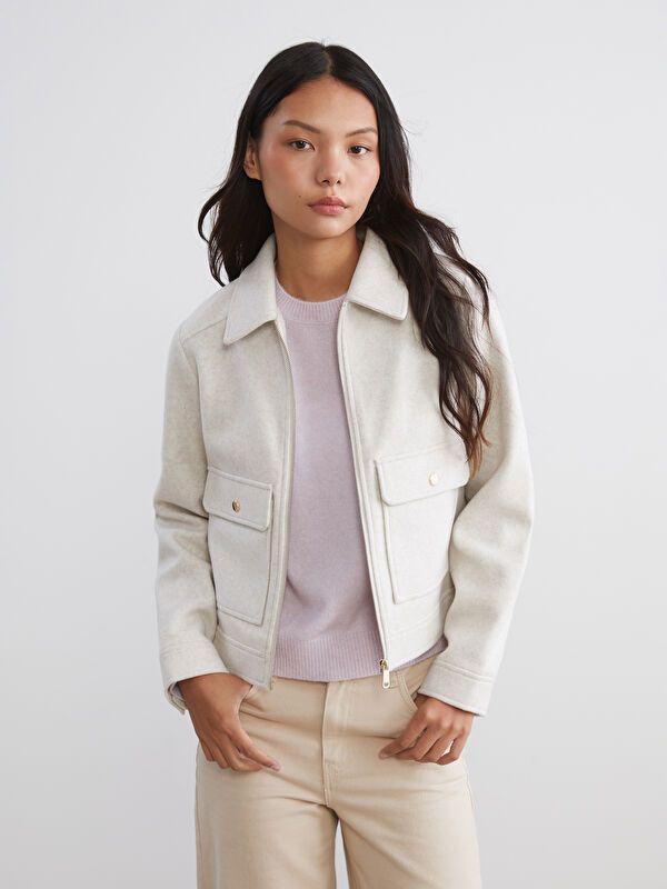 Moudda LC Waikiki - Manteau effet laine Femme Ecru - Tunisie 1