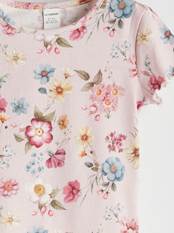 Moudda LC Waikiki - Body jersey manches courtes Fille Imprimé rose - Tunisie 3