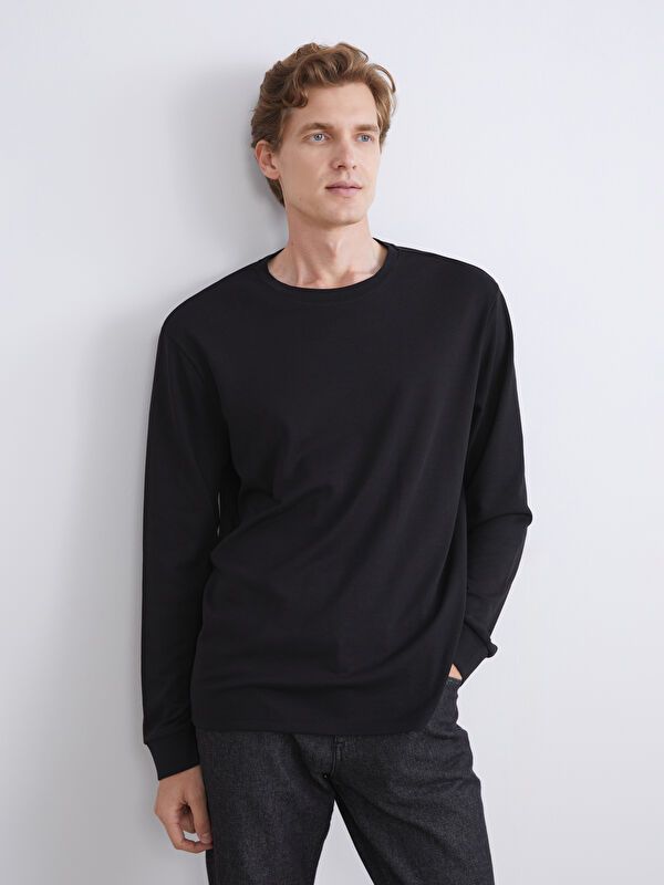 Moudda LC Waikiki - Sweatshirt jersey basique Homme Noir - Tunisie 1