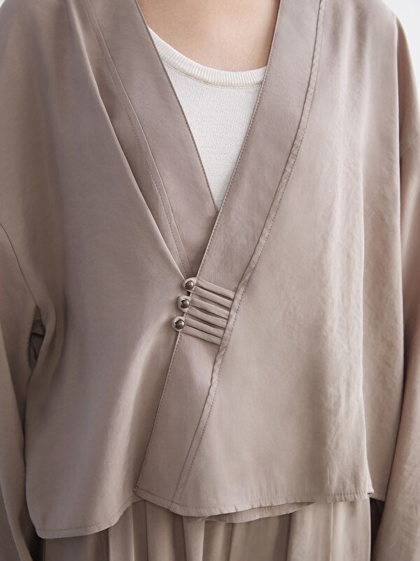 Moudda LC Waikiki - Tunique tissée manches longues Femme Gris fumé - Tunisie 3