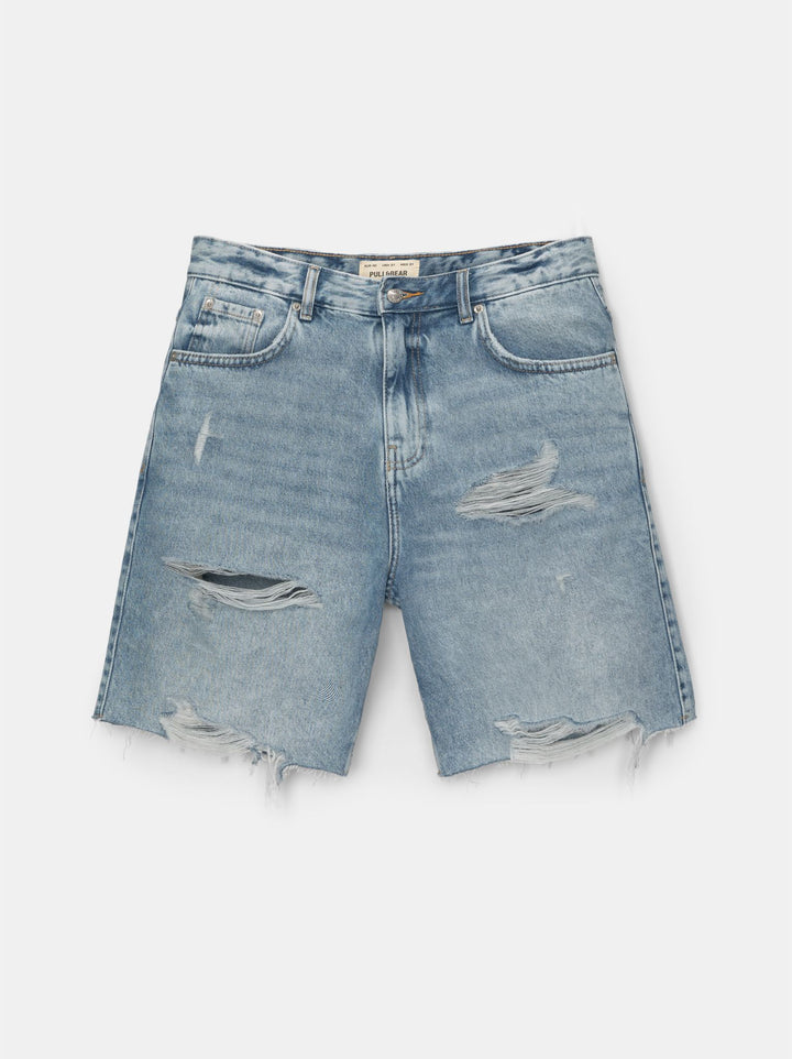 Moudda PULL & BEAR - Bermuda Denim Straight Déchiré - Tunisie 4