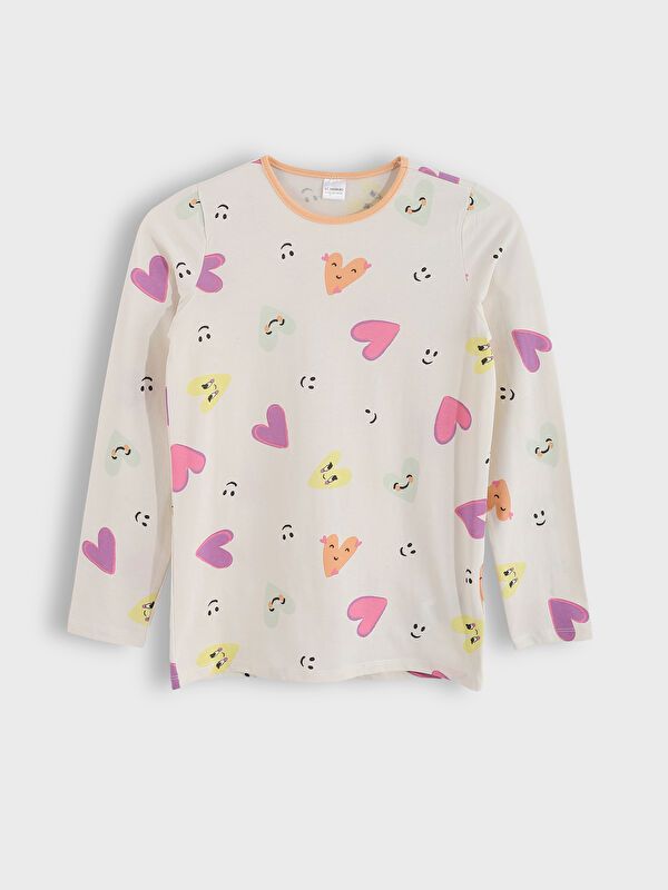 Moudda LC Waikiki - Pyjama en jersey manches longues moyen Fille Imprimé écru - Tunisie 2