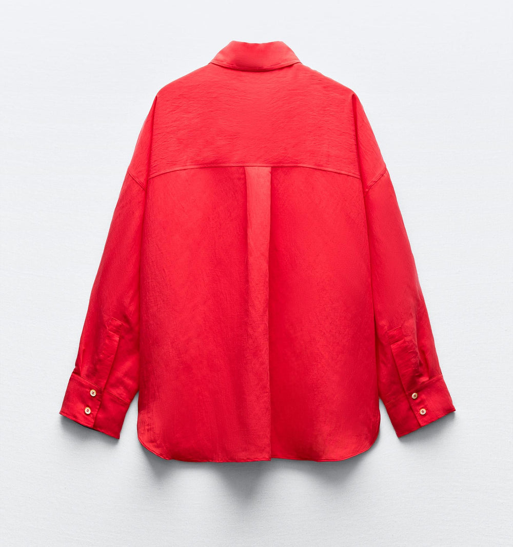 Moudda ZARA - Chemise oversize, manches longues, bouton décoratif - Tunisie 2