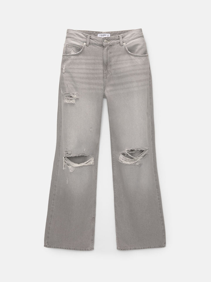 Moudda PULL & BEAR - Pantalon Denim Droit Baggy Extra Déchiré - Tunisie 3