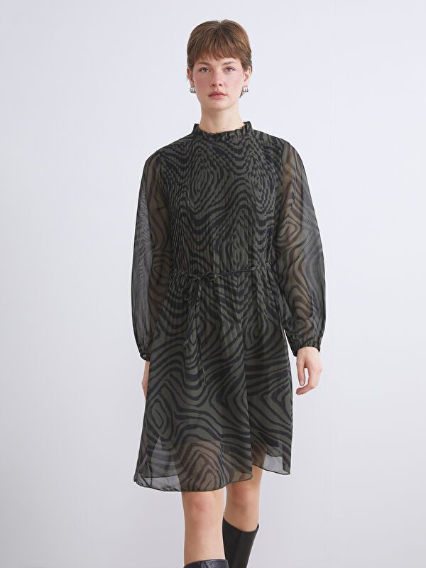 Moudda LC Waikiki - Robe tissée manches longues Femme Imprimé en noir - Tunisie 1