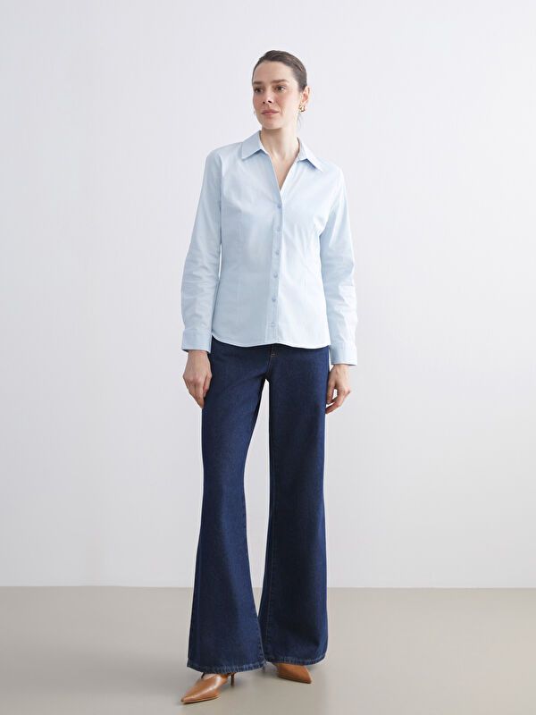 Moudda LC Waikiki - Chemise tissée manches longues Femme Bleu clair - Tunisie 2