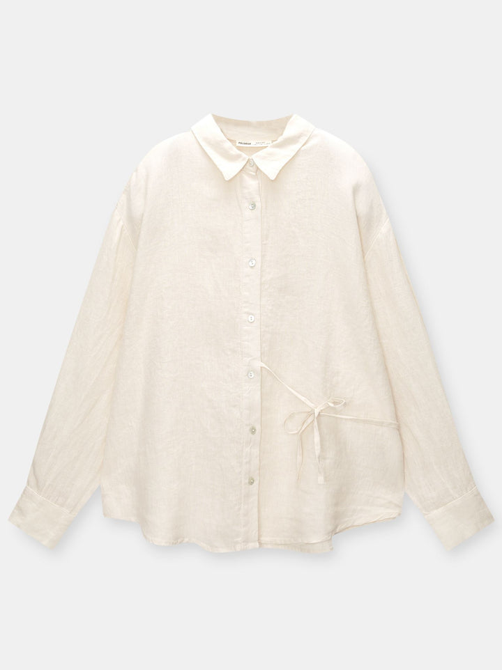 Moudda PULL & BEAR - Chemise Rustique Nœud Latéral 100% Lin - Tunisie 4