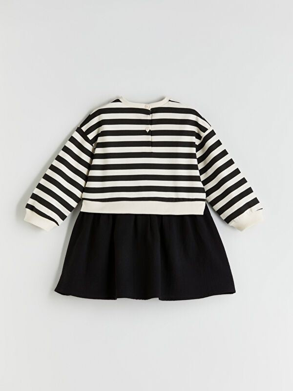 Moudda LC Waikiki - Robe en jersey manches longues Fille Rayures noires - Tunisie 3