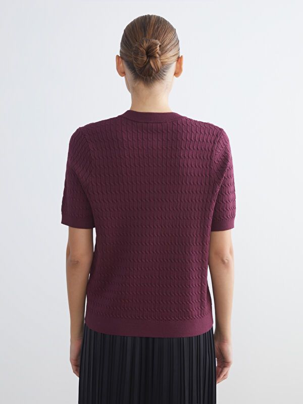 Moudda LC Waikiki - Cardigan fin en tricot Femme Bordeaux - Tunisie 4