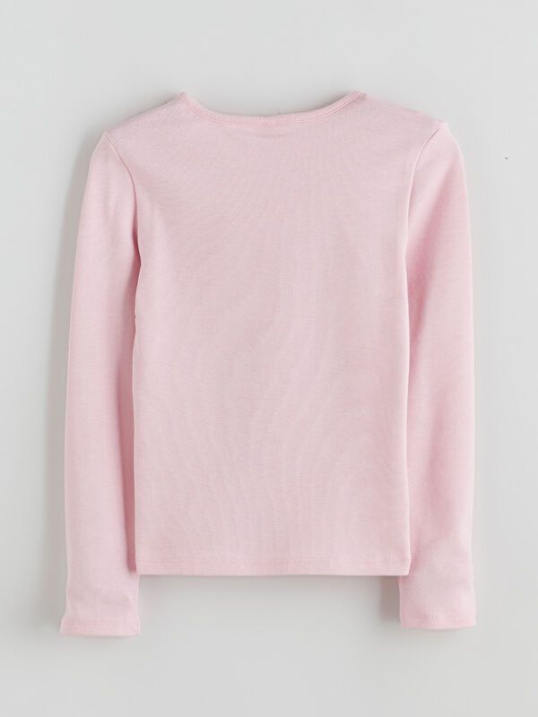 Moudda LC Waikiki - Body en jersey manches longues Fille Rose poussiéreux clair - Tunisie 4