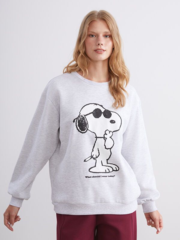 Moudda LC Waikiki - Sweatshirt en jersey sous licence Femme Mélange de gris - Tunisie 1