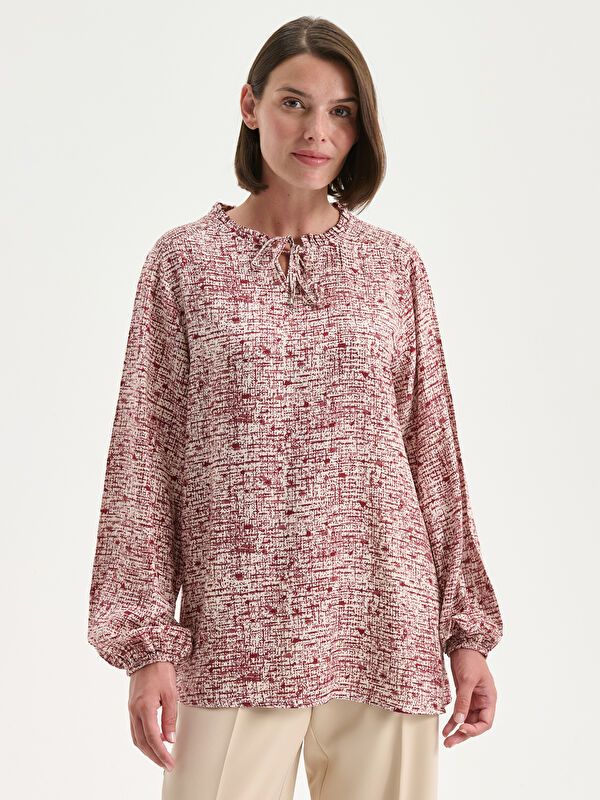 Moudda LC Waikiki - Blouse tissée imprimée manches longues Femme Ecru imprimé 1 - Tunisie 1