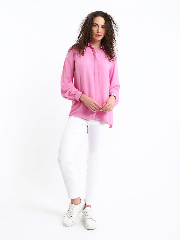 Moudda LC Waikiki - Chemise tissée manches longues Femme Lilas rose - Tunisie 2