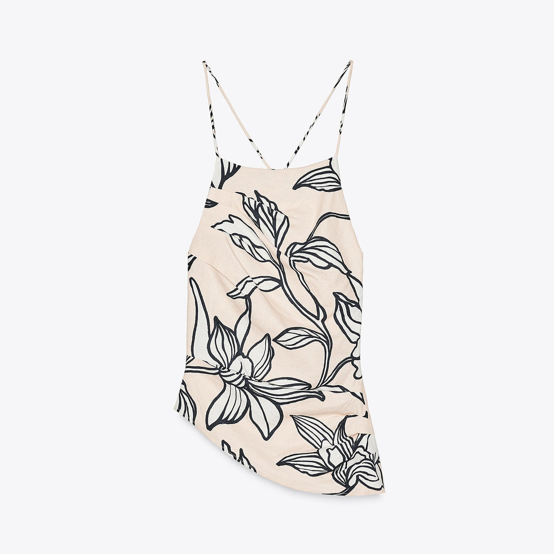 Moudda ZARA - Body Asymétrique - Lin Stretch & Maxi Imprimé Floral - Tunisie 1