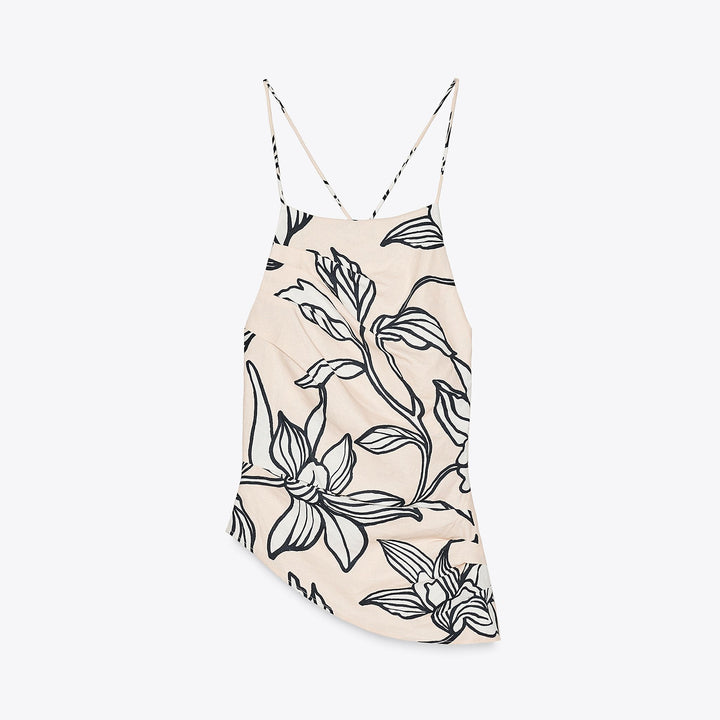 Moudda ZARA - Body Asymétrique - Lin Stretch & Maxi Imprimé Floral - Tunisie 1