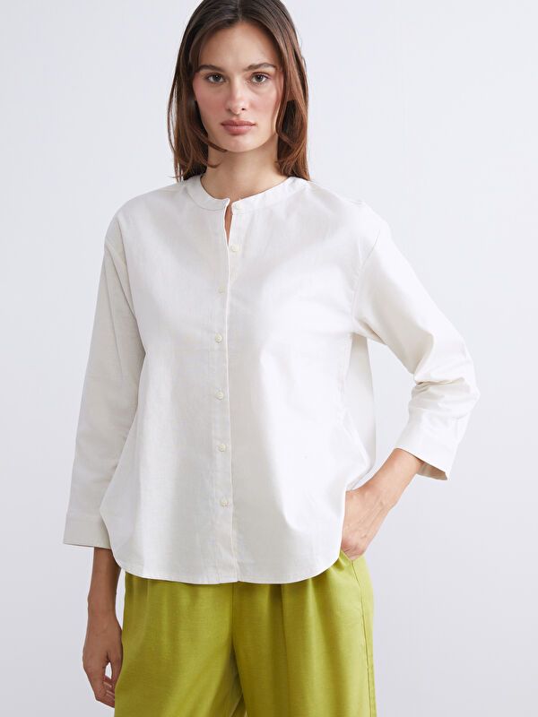 Moudda LC Waikiki - Chemise tissée manches longues Femme Ecru - Tunisie 1