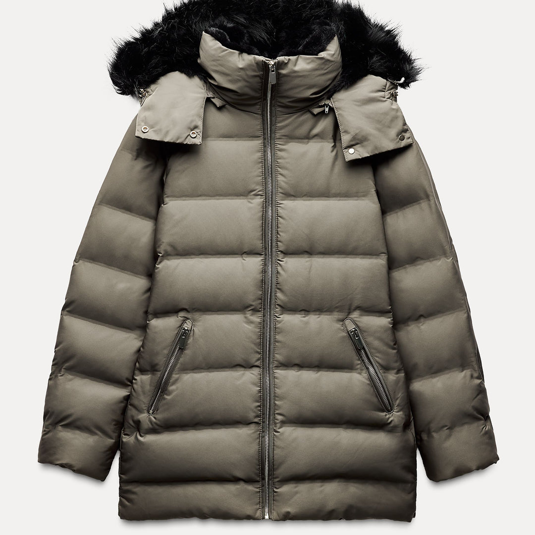 Moudda ZARA - Anorak Mi-long Duvet Capuche Fourrure - Tunisie 1