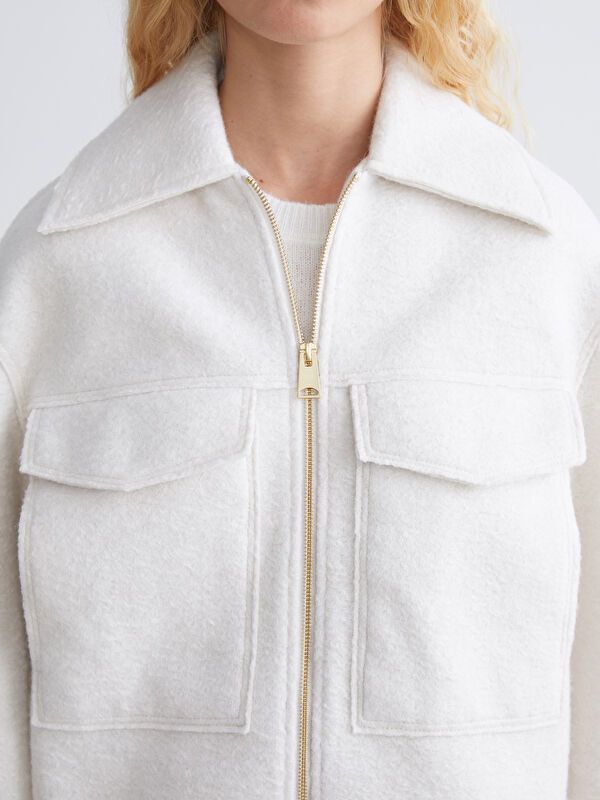 Moudda LC Waikiki - Manteau effet laine Femme Ecru - Tunisie 3