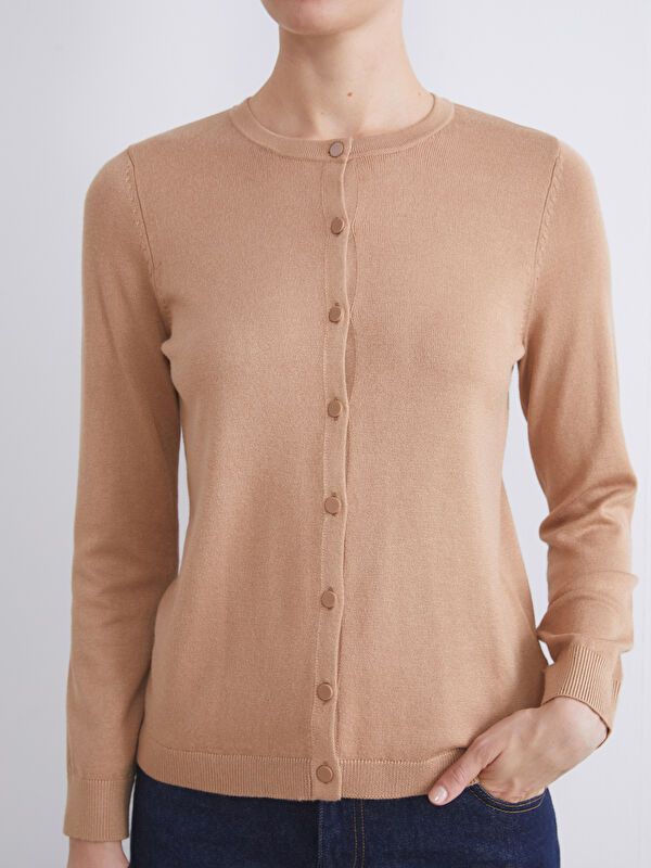 Moudda LC Waikiki - Cardigan fin en tricot Femme Chameau - Tunisie 3