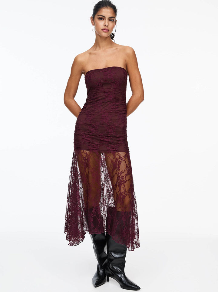 Moudda PULL & BEAR - Robe Midi Dentelle - Encolure Droit & Fronces - Tunisie 2