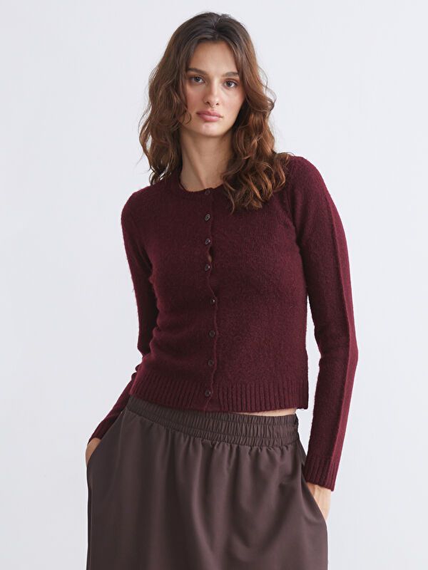 Moudda LC Waikiki - Cardigan tricot moyen Femme Bordeaux - Tunisie 1