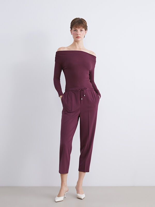 Moudda LC Waikiki - Pantalon tissé moyen Femme Bordeaux foncés - Tunisie 1
