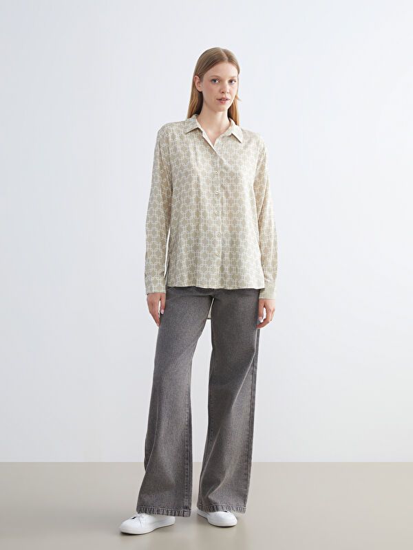 Moudda LC Waikiki - Chemise tissée imprimée manches longues Femme Imprimé beige - Tunisie 2