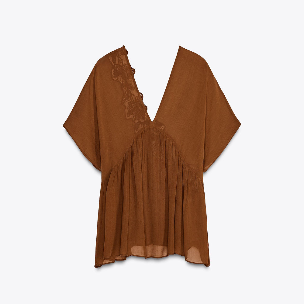 Moudda ZARA - Top Courte - Col Piqué, Broderie & Perles - Tunisie 2