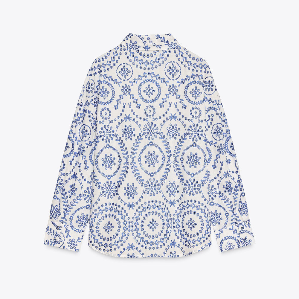 Moudda ZARA - Chemise - Broderie Bleu/Blanc - Tunisie 2