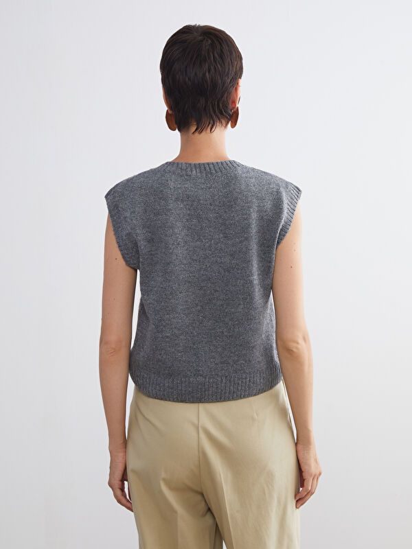 Moudda LC Waikiki - Pull tricot sans manches Femme Mélange d'anth. - Tunisie 4