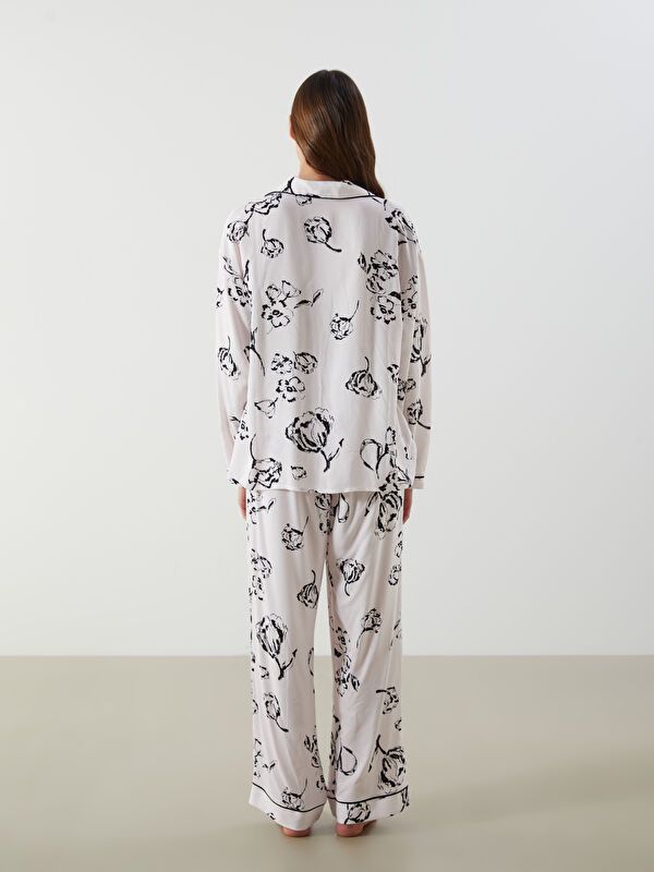 Moudda LC Waikiki - Pyjama tissé manches longues Femme Beige clair - Tunisie 4