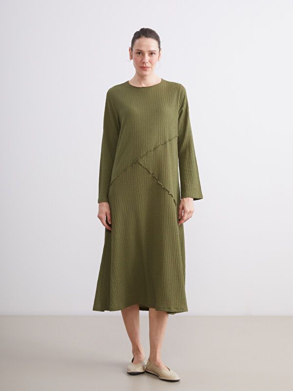 Moudda LC Waikiki - Robe jersey manches longues Femme Kaki - Tunisie 1