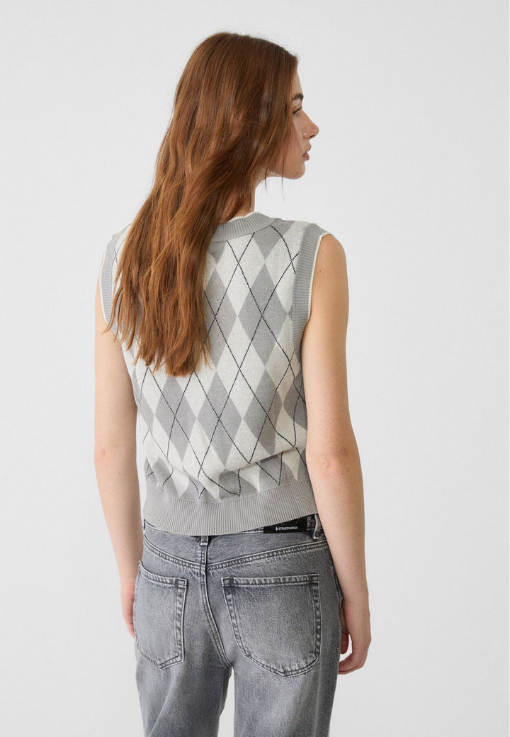 Moudda STRADIVARIUS - Gilet en Maille Losanges - Tunisie 5