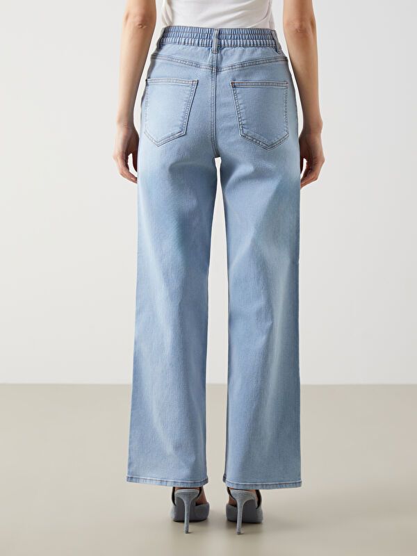 Moudda LC Waikiki - Pantalon tissé denim Femme Canne indigo clair - Tunisie 4