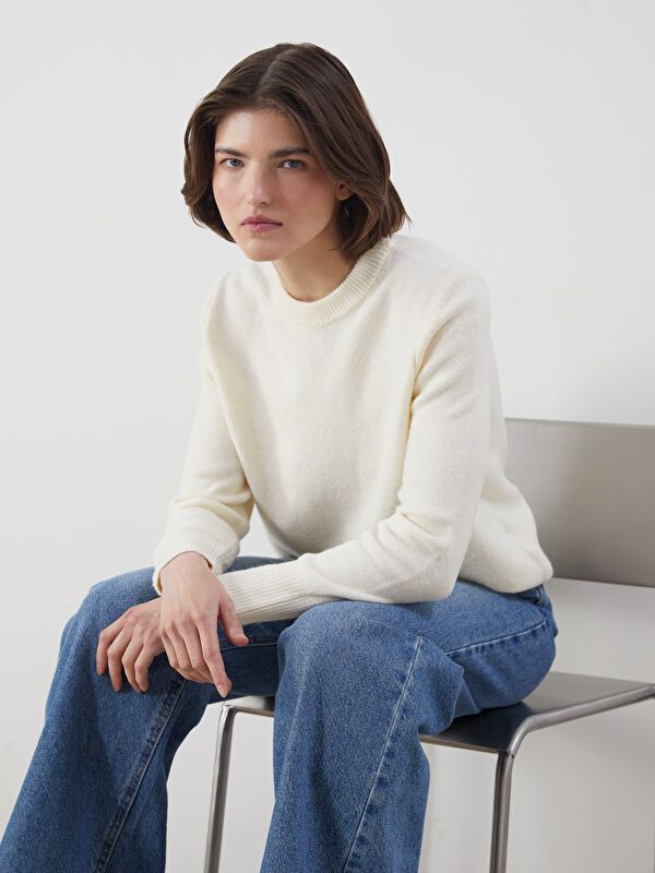 Moudda LC Waikiki - Pull tricot moyen Femme Ecru - Tunisie 1