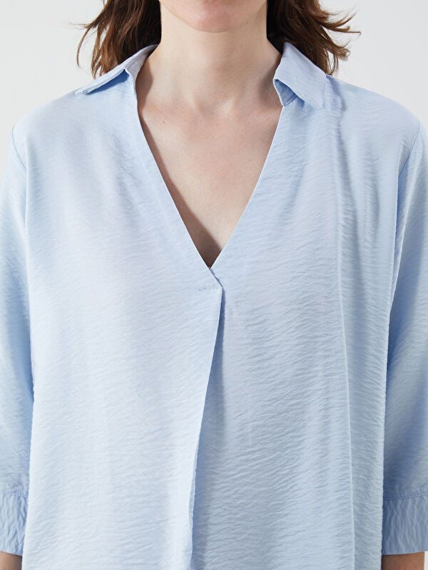 Moudda LC Waikiki - Blouse tissée manches longues Femme Bleu - Tunisie 3