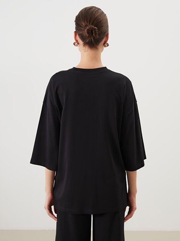 Moudda LC Waikiki - Tunique jersey manches courtes Femme Noir - Tunisie 4