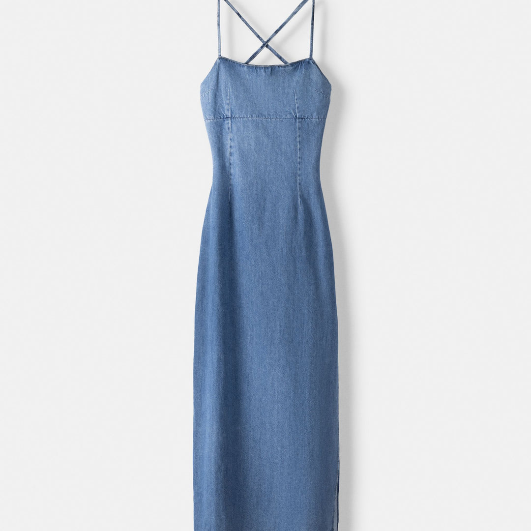 Moudda BERSHKA - Robe longue en jean, nœuds décoratifs - Tunisie 1