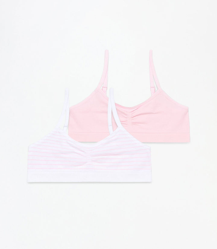Moudda Lefties - Pack 2 Hauts Seamless Basique - Rose/Blanc Fille - Tunisie 1